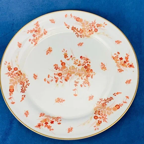 Mikasa EASTWIND Oriental Rust Floral Gold Trim Bone China Plates Place Set of 3 - Picture 6 of 9
